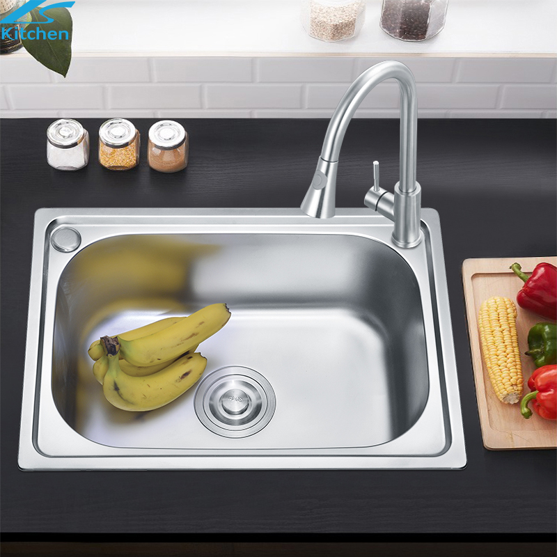 Washing and Cooking Basin 304 Stainless Steel Pressing Sink Deep Wash Basin Single Bowl Big Size Home Farmhouse