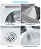 9146 Large Size Food Grade Stainless Steel Sink with Draniboard for House Kitchen 