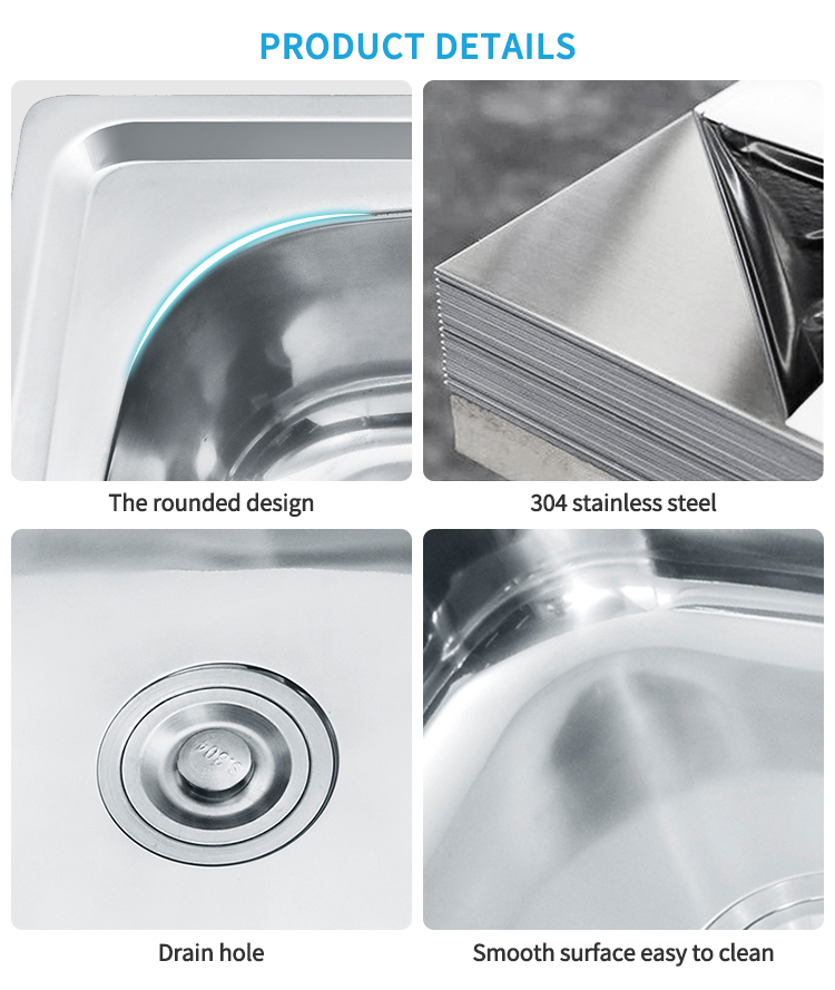 9146 Large Size Food Grade Stainless Steel Sink with Draniboard for House Kitchen 