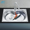  Double Semicircle Bowl Kitchen Sink Caddy with Square Glass Washer above Counter Installation Faucet-Free Kitchen Sink