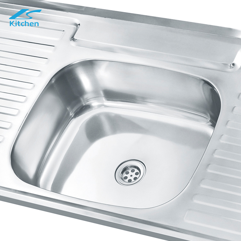 Stainless Steel Double Board Top-Mount Sink with Basin Indoor Kitchen & Outdoor Farm Use