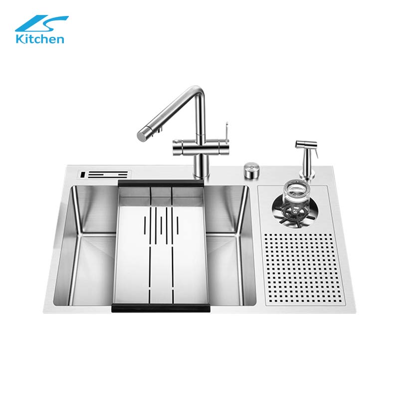 Direct Selling Silver Handmade sink with Cup washer, Drain board, Knife rest useful in Workstation, Home kitchen, Apartment