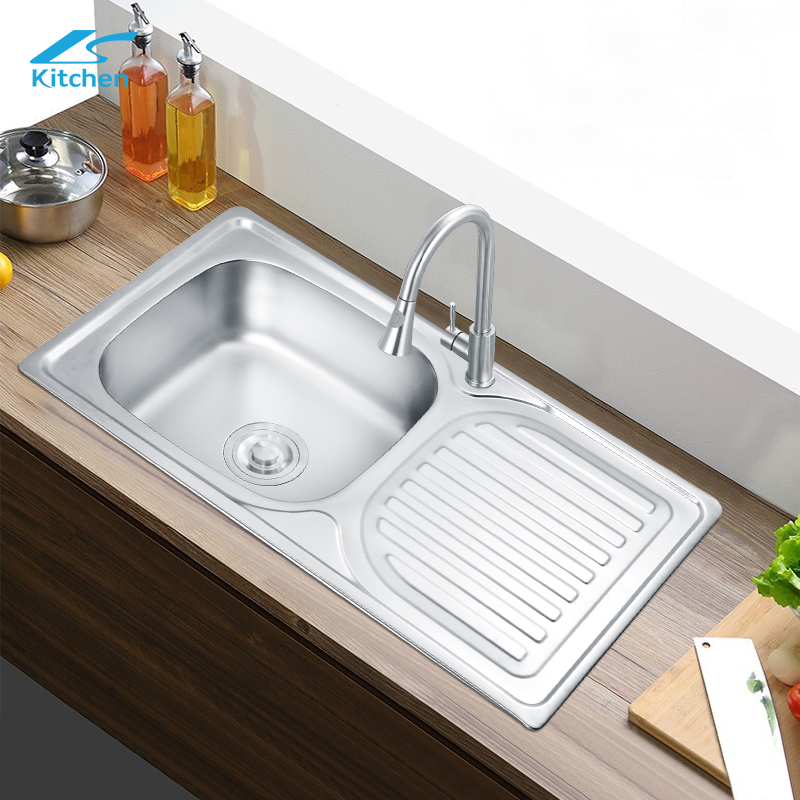 Stainless Steel Single Bowl Undermount Kitchen Sink with Drainboard – Rectangular One-Hole Design, Ideal for Farmhouse Kitchens, Deep Basin, Modern Kitchen Sink