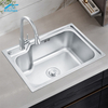 Stainless Steel Silver Rectangular Kitchen Sink with Double Faucet Holes – Ideal for Home and Commercial Use | Above Counter Kitchen Sink