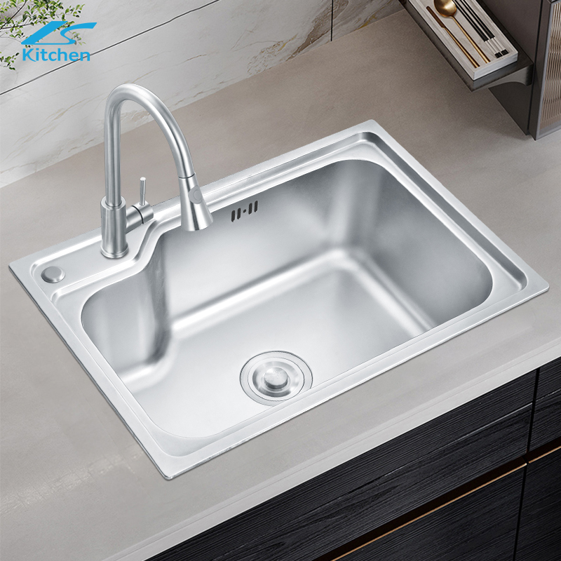 Stainless Steel Silver Rectangular Kitchen Sink with Double Faucet Holes – Ideal for Home and Commercial Use | Above Counter Kitchen Sink
