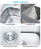  RV Caravan Motorhome Parts Stainless Steel Round Hand Wash Basin RV Kitchen Sink