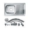 Single Above-Counter Drainboard Granite Kitchen Sink Barbero Fregadero with Stainless Steel One-Hole Design