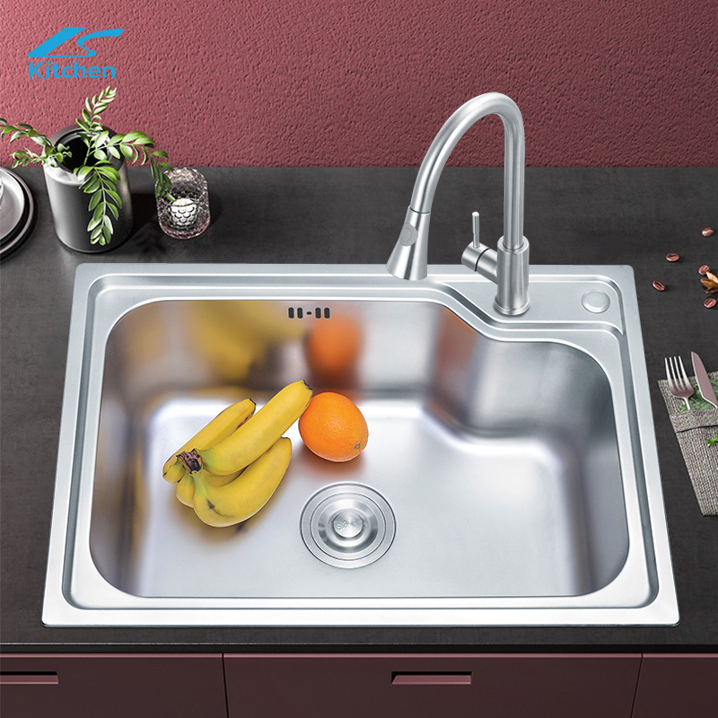 Big Size Cooking Basin Brushed Single Bowl Stainless Steel Small Kitchen Sink