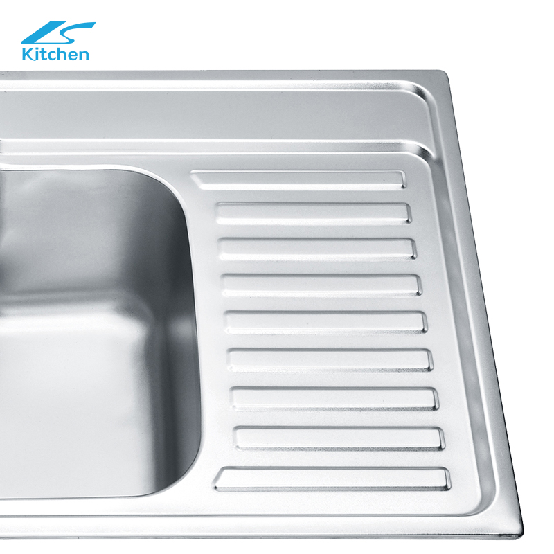 7844 Farmhouse Kitchen Sink with Drainboard Single Bowl Silver Sink
