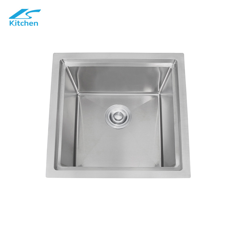Silver Stainless Steel Square Topmount Kitchen Sink – Handmade Single Bowl Budget-Friendly for Home & Apartment Kitchens