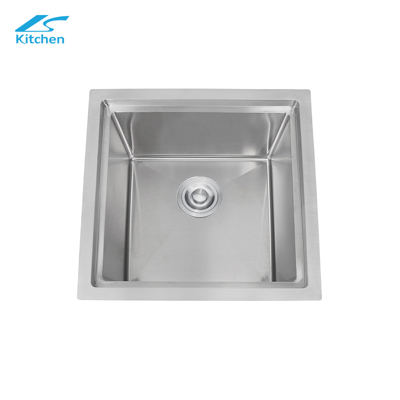 Silver Stainless Steel Square Topmount Kitchen Sink – Handmade Single Bowl Budget-Friendly for Home & Apartment Kitchens