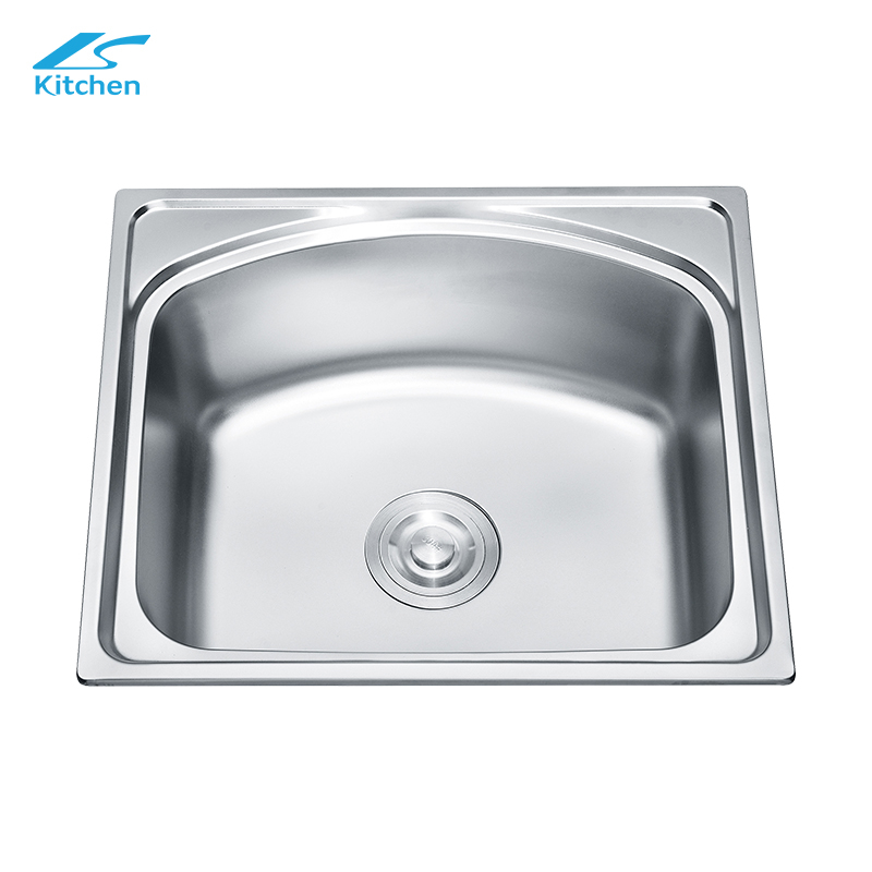 Affordable Price Silver Stainless Steel 304/201 Single Bowl Kitchen Sink with Faucet Customizable Accessories Featuring Two Holes