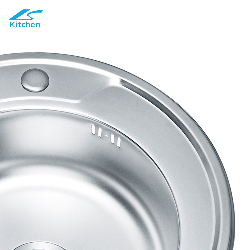 Sink Round Pressed Sink Stainless Steel Single Bowl Kitchen Sink for Home Use Above Counter Installation 