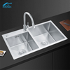 High Quality Stainless Steel Undermount Double Bowl Handmade Custom Made Washing Kitchen Sink