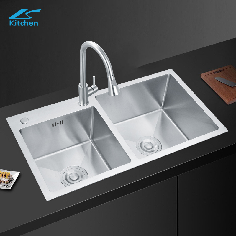 High Quality Stainless Steel Undermount Double Bowl Handmade Custom Made Washing Kitchen Sink