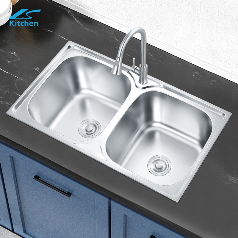 Professional Sink Manufacturer Brushed Double Bowl Stainless Steel Kitchen Sink for Kitchen