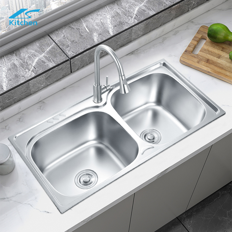 High Quality 201/304 Double Farmhouse Kitchen Sink Stretch Basin Sink for Kitchen