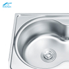  Double Semicircle Bowl Kitchen Sink Caddy with Square Glass Washer above Counter Installation Faucet-Free Kitchen Sink