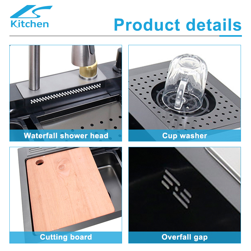 Dish Drain Rack Multi-function Nano Silver Stainless Steel Large Size Kitchen Modern Sink 