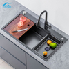 Hot Sale Large Single-slot Nano Black Kitchen Sink with Cutting Board Modern Concept Kitchen Sink