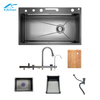 Black Modern Fashion Waterfall Kitchen Sink Sus304 Stainless Steel Single Large Kitchen Sink