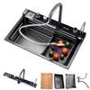30"x18" Five Button Waterfall Kitchen Sink – Drop In Stainless Steel Single Bowl Workstation Sink