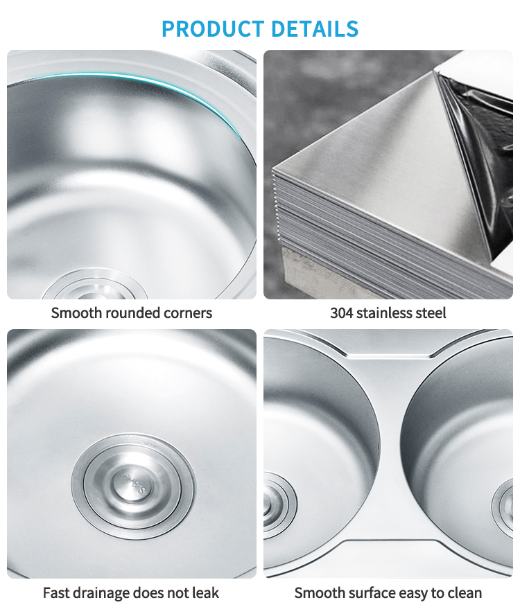 8143 High Quality Home Used Stainless Steel Sink planting Finish with drainboard kitchen Sink