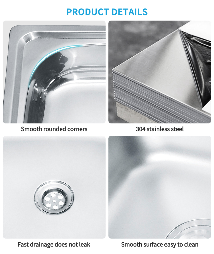 Stainless Steel Single Bowl Undermount Kitchen Sink with Drainboard – Rectangular One-Hole Design, Ideal for Farmhouse Kitchens, Deep Basin, Modern Kitchen Sink