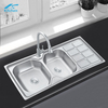 Polishing Commercial Kitchen Double Basin Sink with Drainboard for One - Stop Kitchen Project