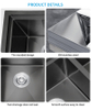 8550 Handmade Family Kitchen Black Sink Stainless Steel Noise-proof Treatment, Modern and Simple Style Undermount Double Bowl Sink 