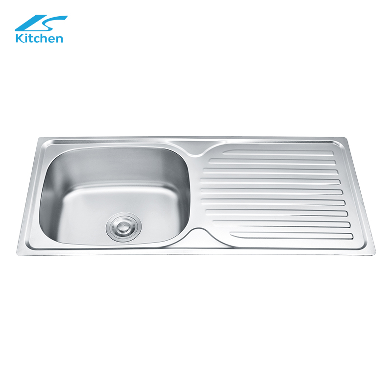 High Quality Kitchen Sink Supplier Modern Sink with Rectangular Drainboard in Kitchen