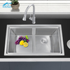 8050 Handmade Family Kitchen Gray Sink Stainless Steel Noise-proof Treatment, Modern and Simple Style Undermount Double Bowl Sink 