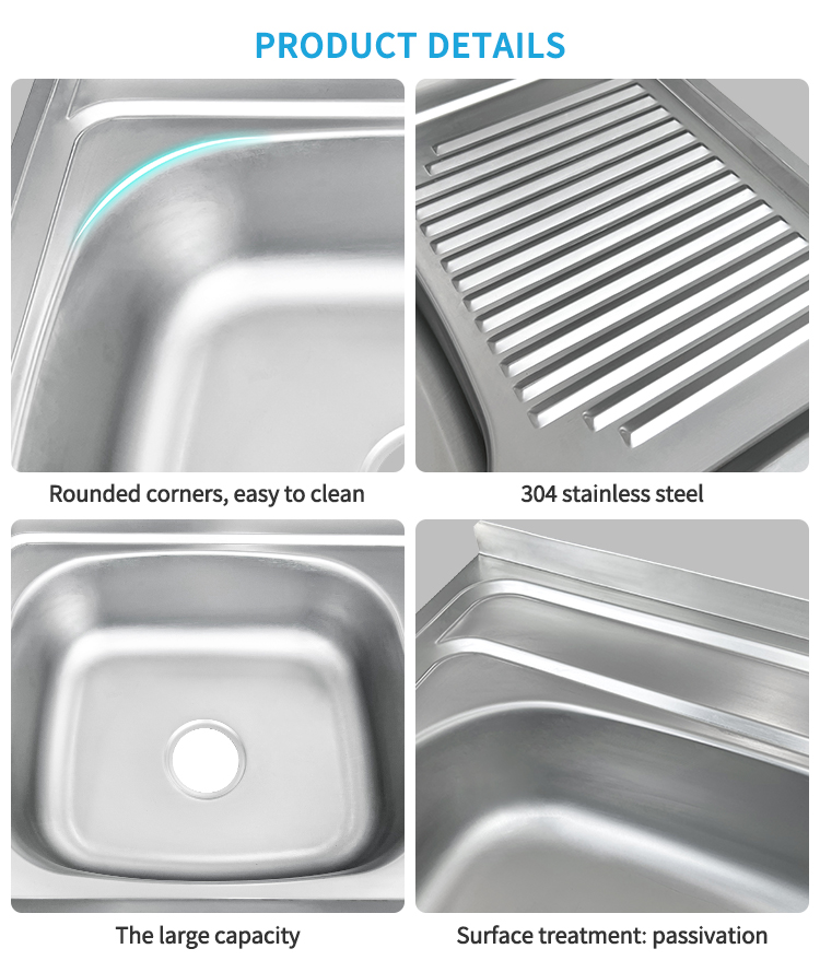 Fashion Design Basin with Plate Square Kitchen Sink Sus 304 Materials