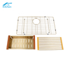 Luxury Style Golden Kitchen Handmade Stainless Steel Sink Stepped Flume with Draining Basket, Roller Shutter Draining Rack, Cutting Board
