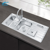Super Large Family Traditional Double Basin Sink with Plate Stainless Steel Custom Sink