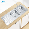  Family Double Bowl Sink With Drainboard Farmhouse Bathroom Stainless Steel Kitchen Washing Basins