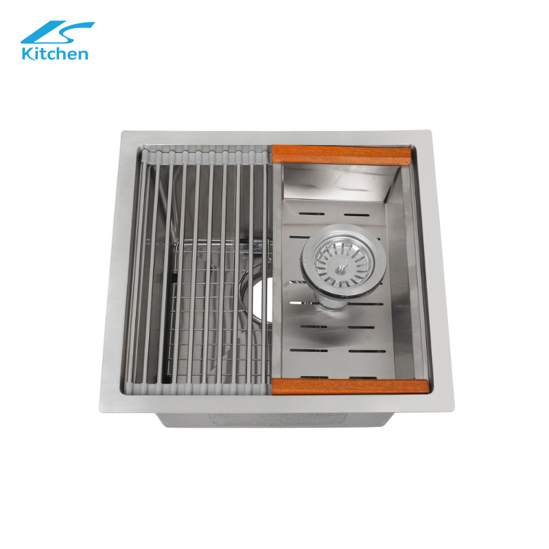 Silver Stainless Steel Square Topmount Kitchen Sink – Handmade Single Bowl Budget-Friendly for Home & Apartment Kitchens
