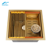 Hot Sale Gold Square Kitchen Sink Single Bowl Stainless Steel with Drainboard Counter Kitchen Sink