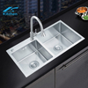 8245Handmade Large bowl kitchen sink 304 stainless steel silver sink double bowl countertop sink
