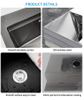 Black Wholesale OEM ODM Handmade Large Single Bowl Sink – 16 Gauge Stainless Steel Modern Kitchen Design