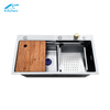 White Silver 5-Keys Digital Display Rainfall Waterfall Kitchen Sink Undermount Stainless Steel Sink