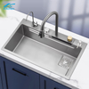SUS304 Stainless Steel Kitchen Sink with Waterfall Smart Embossed Kitchen