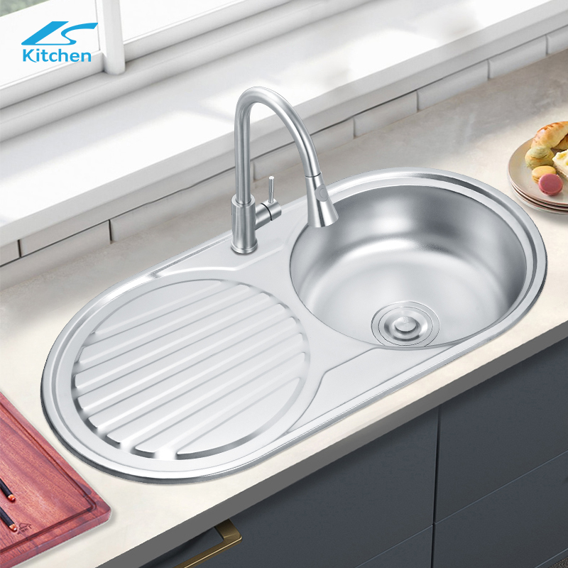 8143 High Quality Home Used Stainless Steel Sink planting Finish with drainboard kitchen Sink