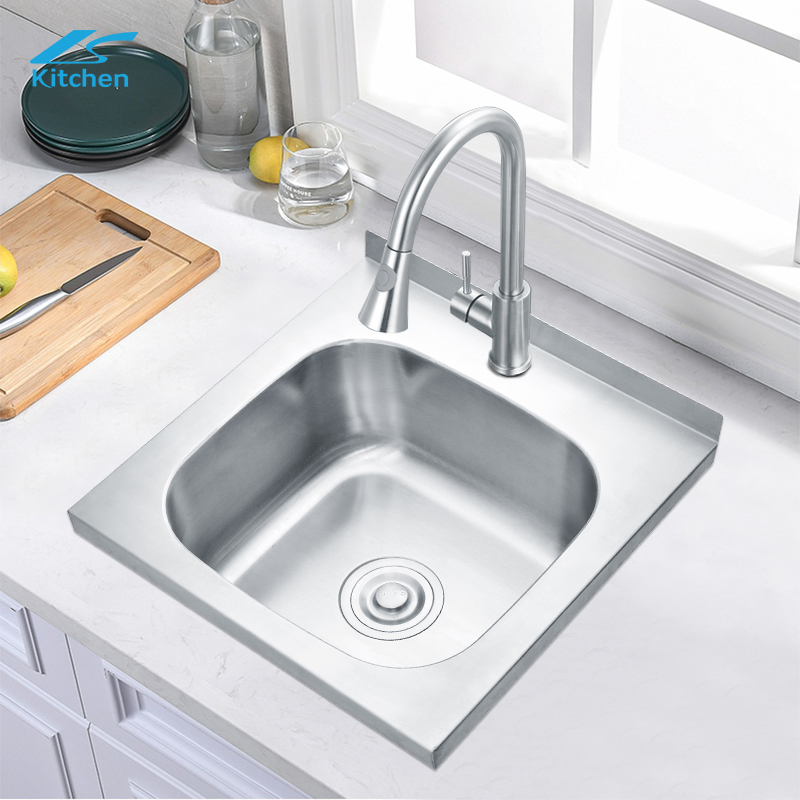 Brushed Single Kitchen Sink Common House Kitchen and Bath Washing and Cooking Sink Top Silver Basin