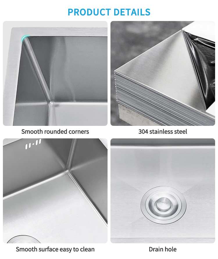 Best Sale Silver Single Large Bowl Durable Stainless Steel Handmade Kitchen Under Mount Sink Kitchen Sinks Wholesale