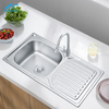 Brushed Silver SUS 304 Stainless Steel Single Bowl Kitchen Sink with Utility Shelf – Top Mount Design for Home and Rural Kitchens 
