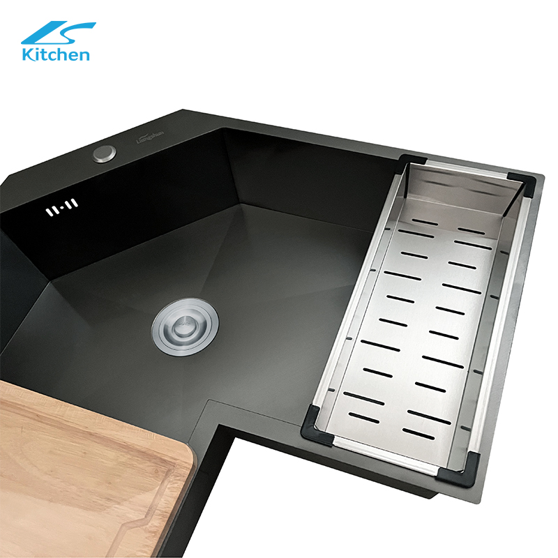 Customized house-hold large-capacity stainless steel kitchen sink bar counter washbasin and corner basin