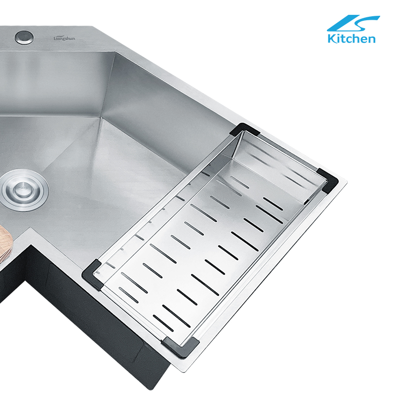 Silver Special-shape Sink Customized house-hold large-capacity stainless steel kitchen sink bar counter washbasin and corner basin