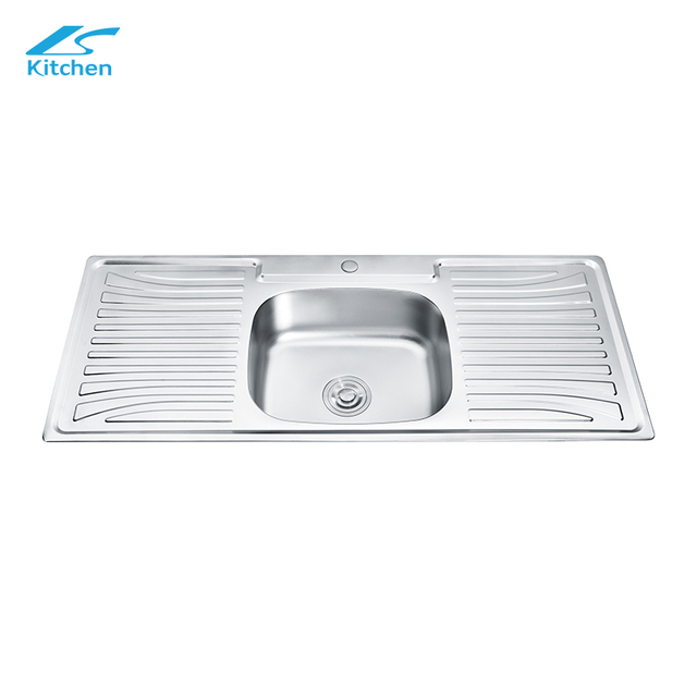 Popular stainless steel single basin with plate American kitchen vegetable basin thick brushed kitchen sink