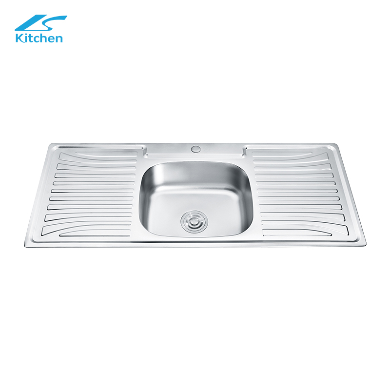 Popular stainless steel single basin with plate American kitchen vegetable basin thick brushed kitchen sink